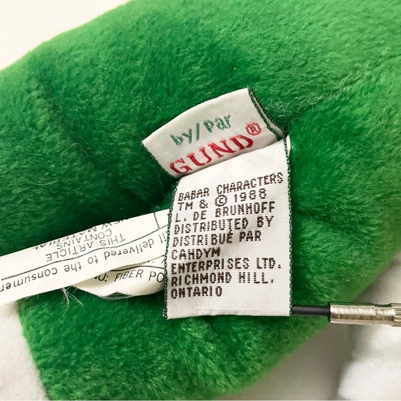 Vintage 1988 Gund Babar Elephant Green Suit Plush Stuffed Animal Toy - Picture 14 of 16